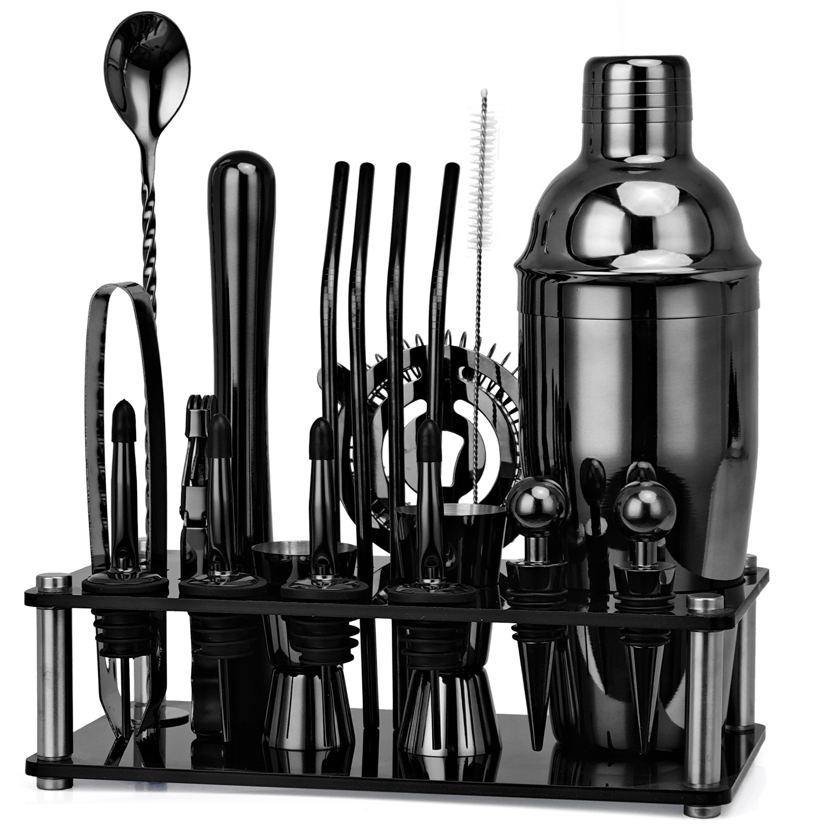 Boston Shaker Set - 20 sztuk czarnego/różowego złota/srebrnego 800/750/600ml bostońskiego